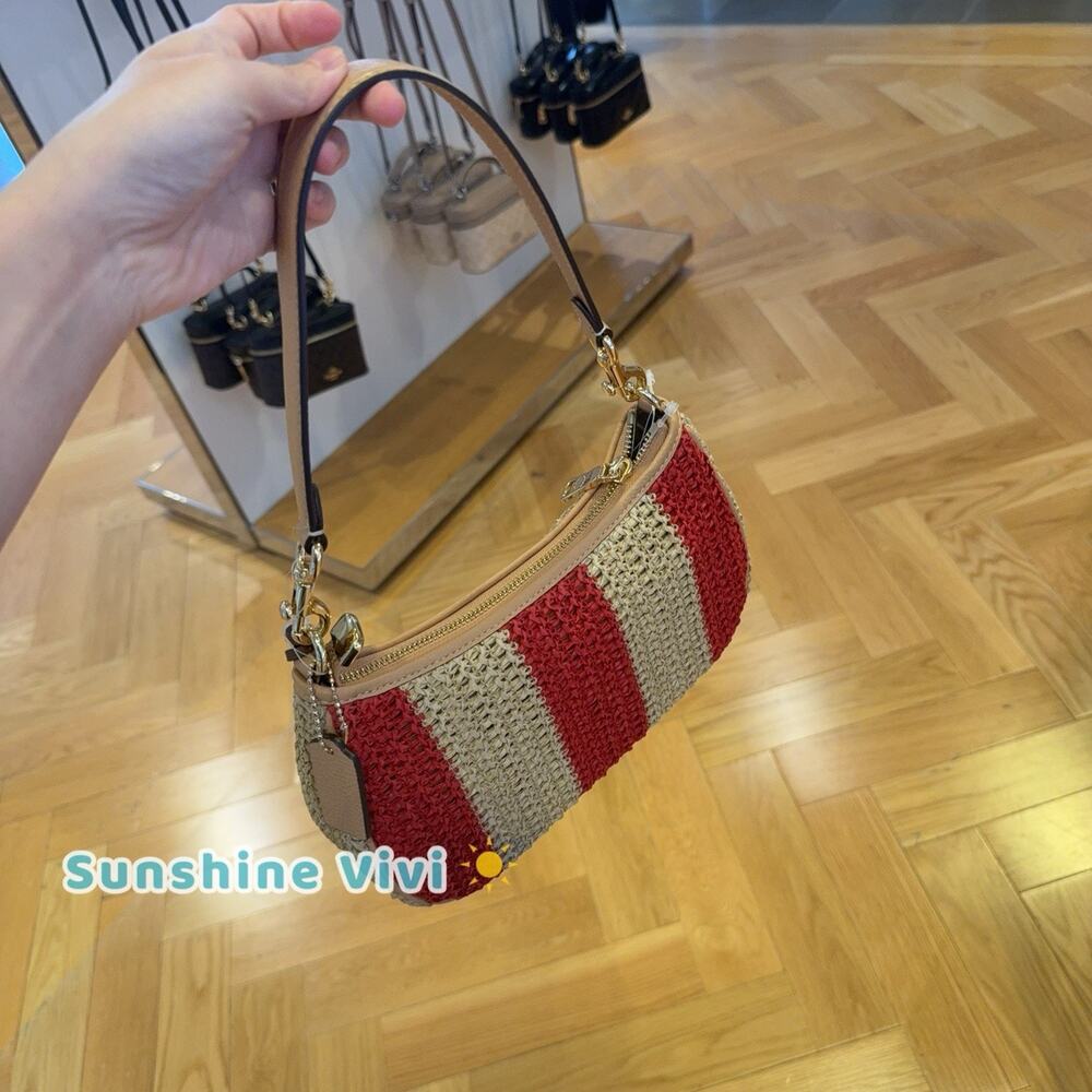 NWT Coach Teri Shoulder Bag With Stripes And Charm Gold/Red/Tan CER34 - Picture 5 of 12